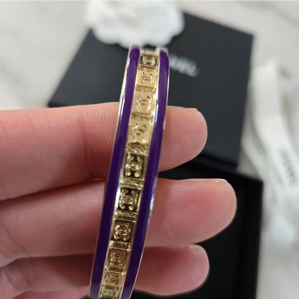 Chanel CC Gold Purple Bracelet New